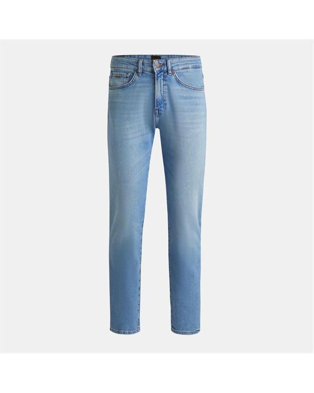 Boss Blue Re.Maine Bc Straight Denim Jeans With Iconic Logo Patch for men