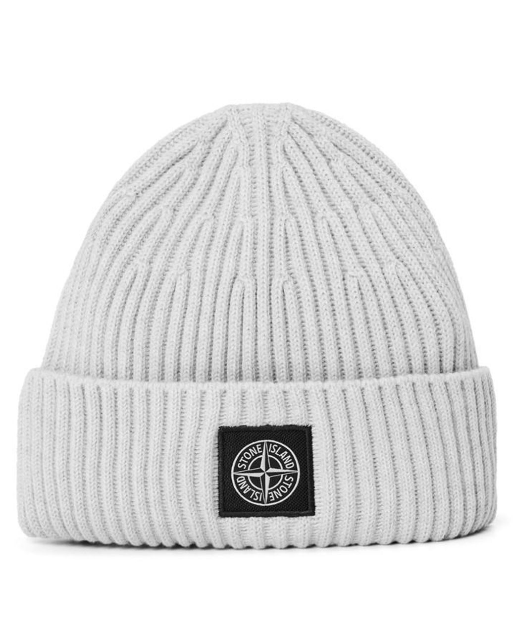 Stone Island Gray Stone Patch Beanie Sn64 for men