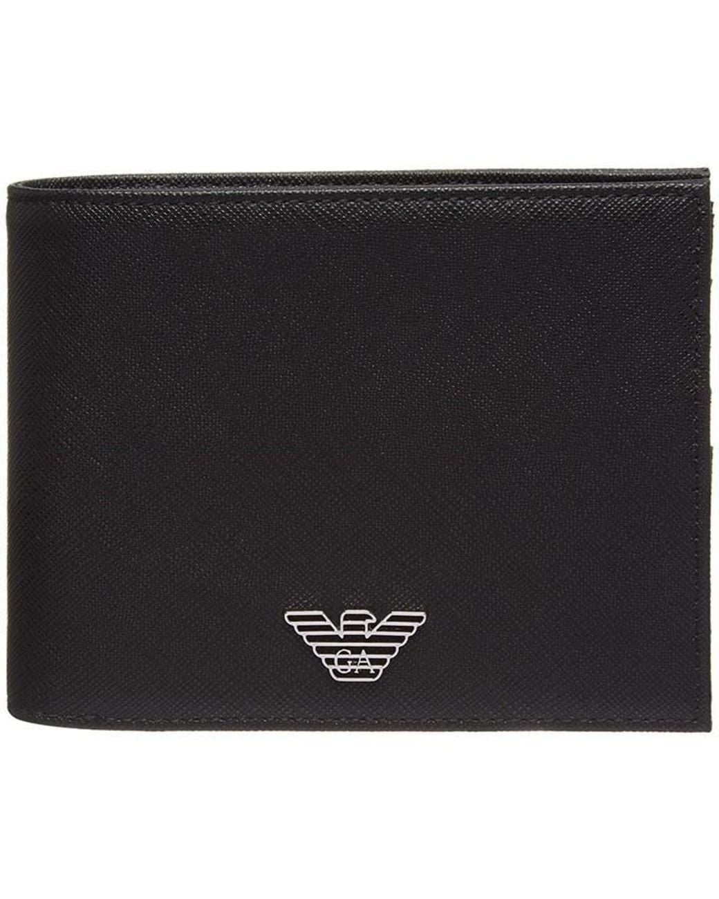 Emporio Armani Black Leather Billfold Wallet for men