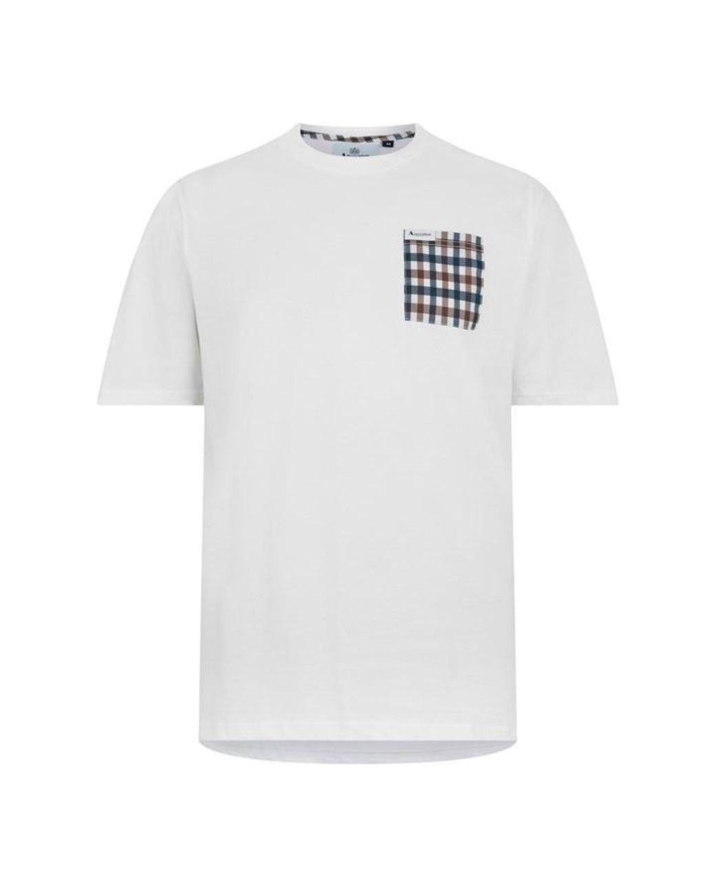 Aquascutum White Checked T-Shirt for men