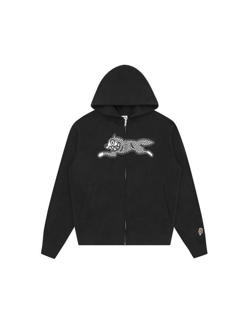 ICECREAM Black Glitter Dog Hooded Zip Hoodie for men