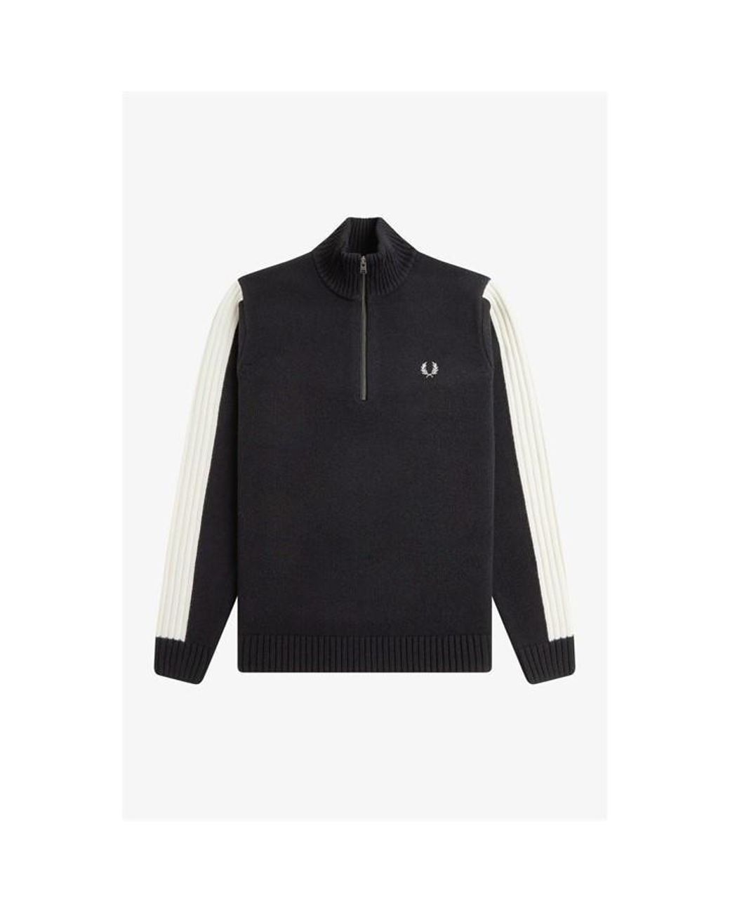 Fred Perry Black Knitted Half Zip Crew Neck Jumper for men