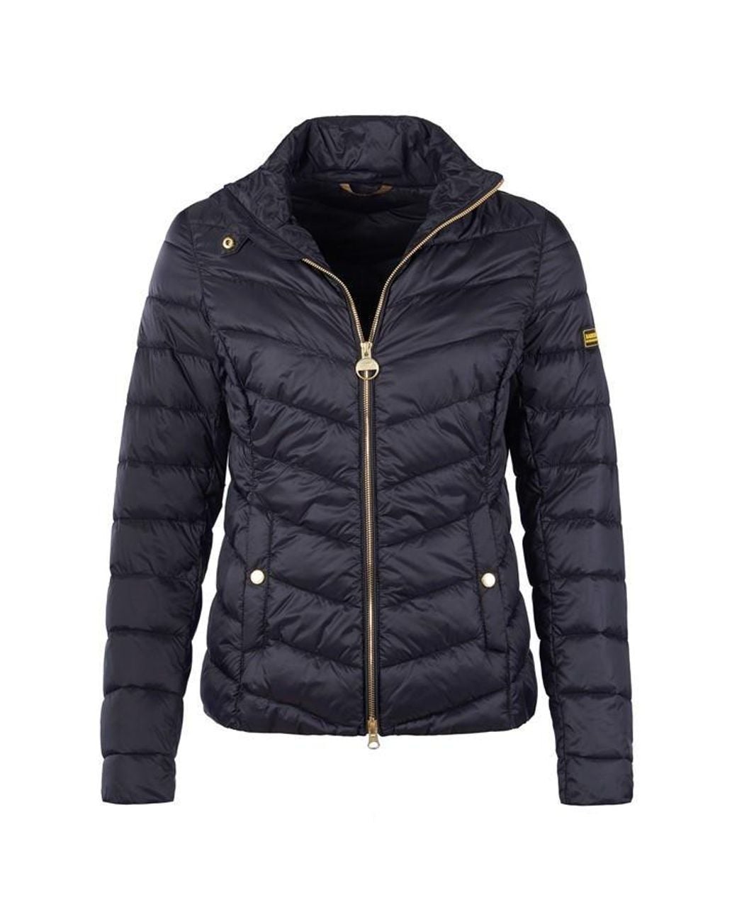 Barbour Black Auburn Quilted Long Sleeve Funnel Neck Slim Fit Short Puffer Jacket
