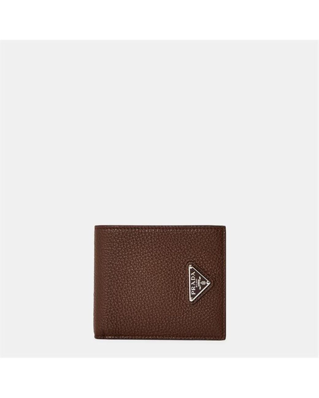 Prada Brown Leather Billfold Wallet for men
