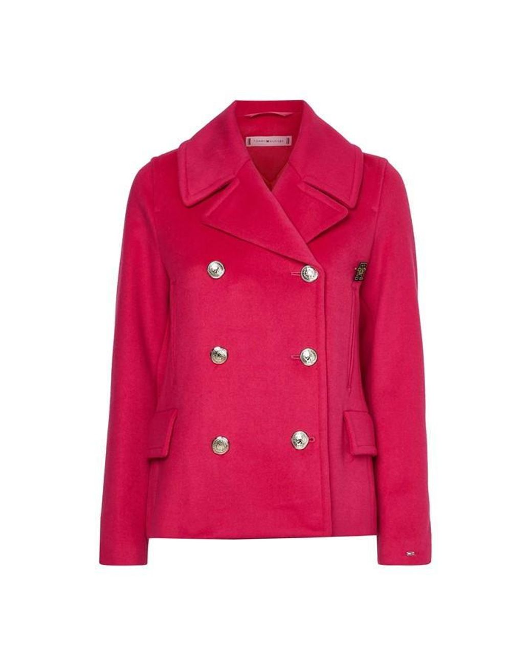 Tommy Hilfiger Wool Blend Db Peacoat in Pink | Lyst UK