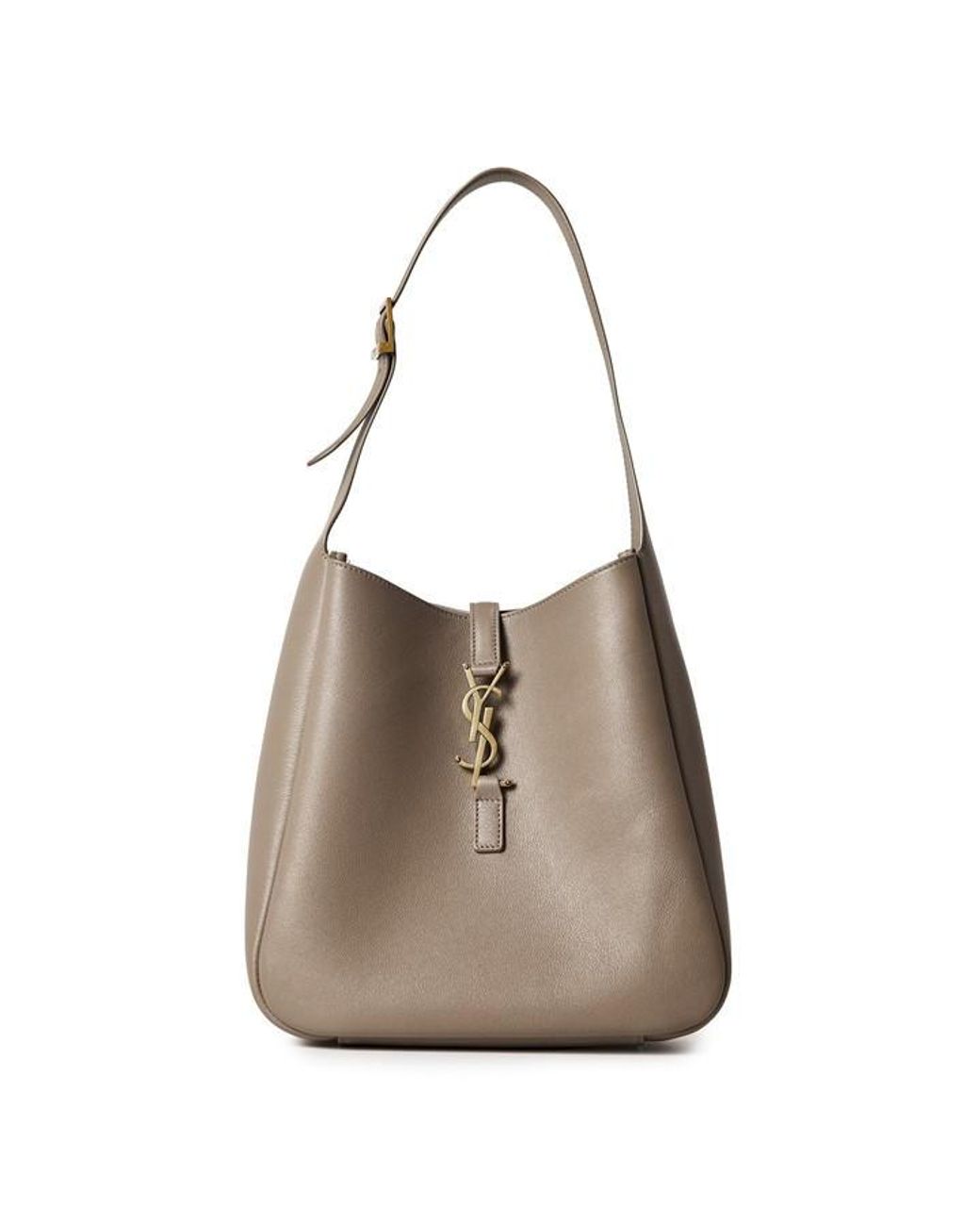Saint Laurent Natural Le5A7 Leather Hobo Bag