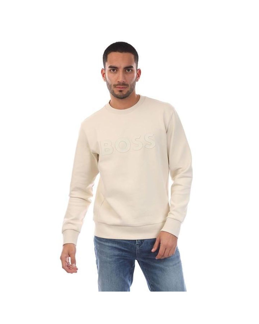 Boss Natural Salbo Stretch Sweatshirt With Sandwich Logo for men