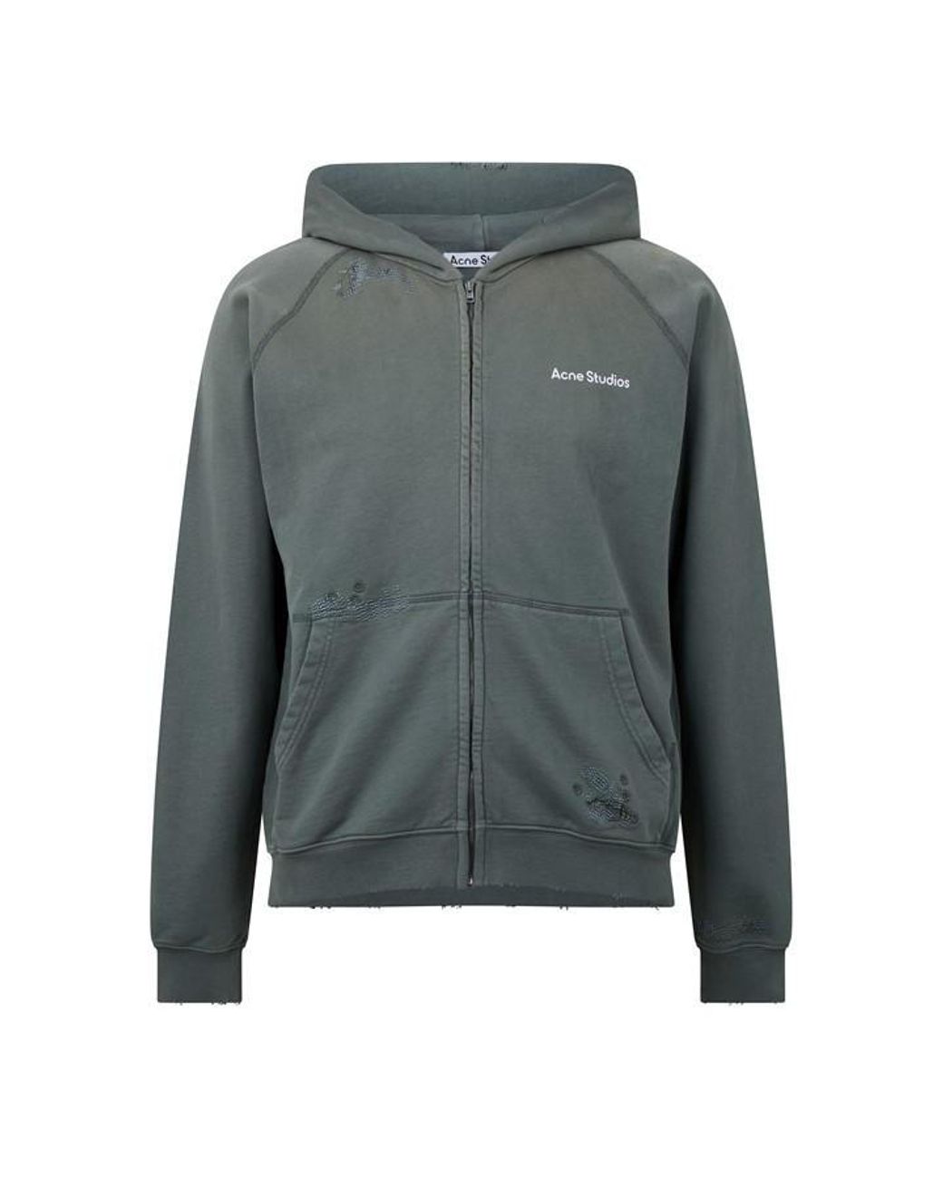 Acne Black Stamp Zip Hoodie for men
