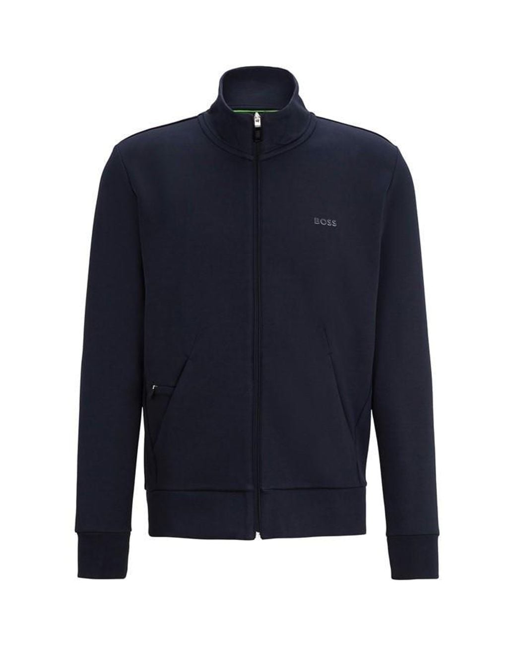 Boss Blue Skaz Full-Zip Fleece Hoodie, High Neck Design for men