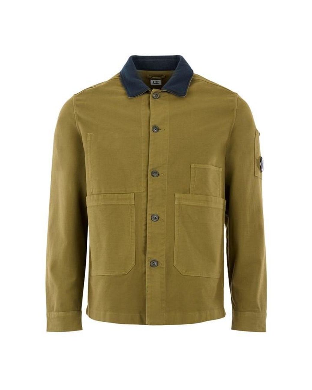 C P Company Green C.P. Company Button Long Sleeve 4 Pocket Overshirt for men