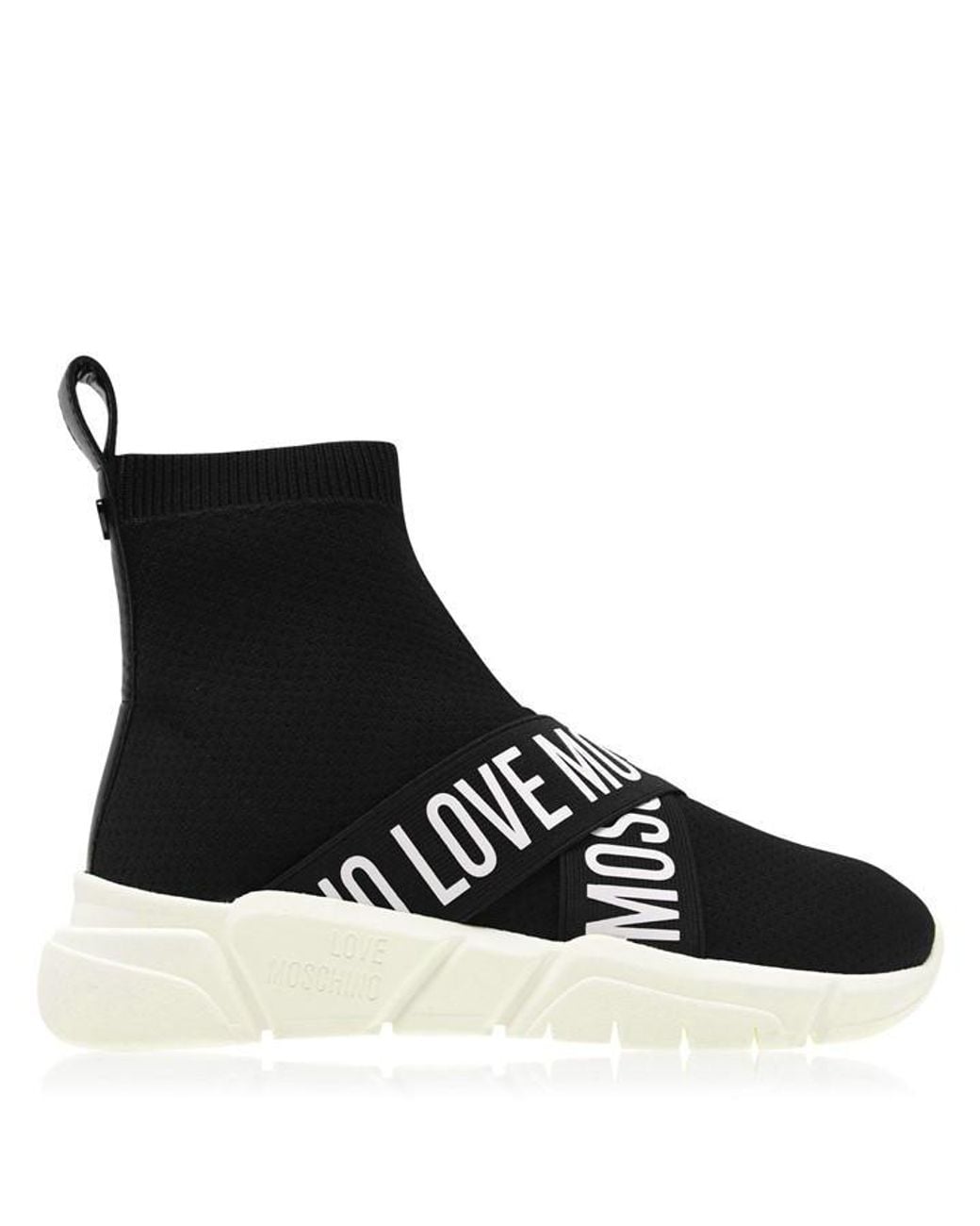 Love Moschino Black Strap Sock Runners