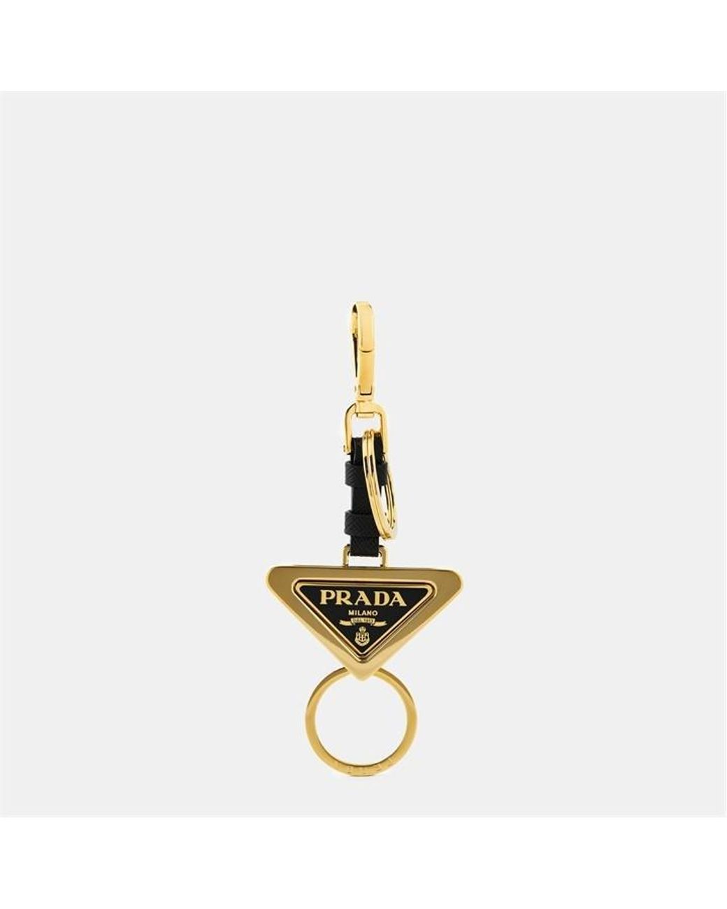 Prada Metallic Tri Fold Logo Keyring