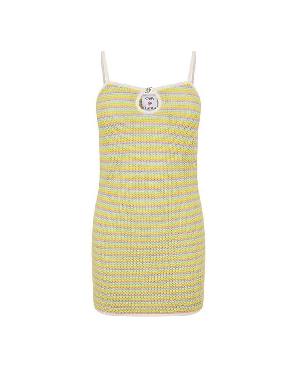 Casablanca Yellow Crochet Mini Dress