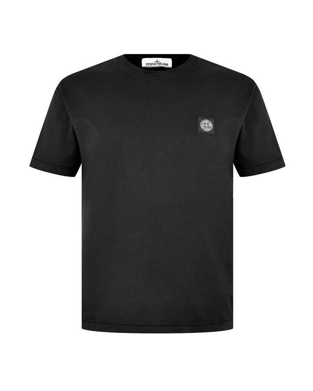 Stone Island Black Cotton Compass Logo Patch T-Shirt for men