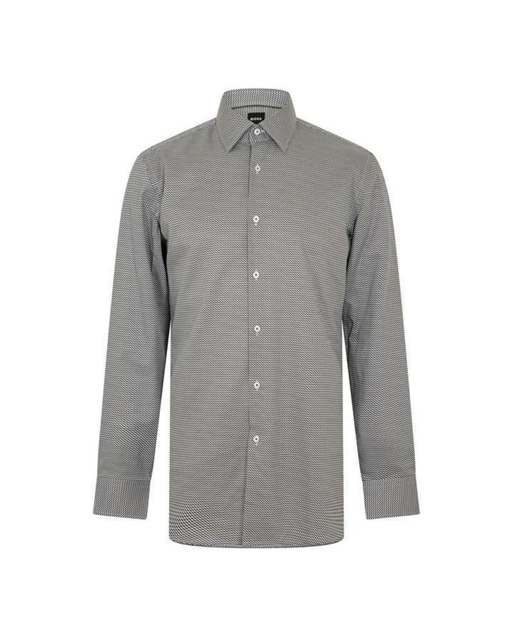 Boss Gray Hank Kent Oxford Shirt, Comfortable Regular-Fit for men