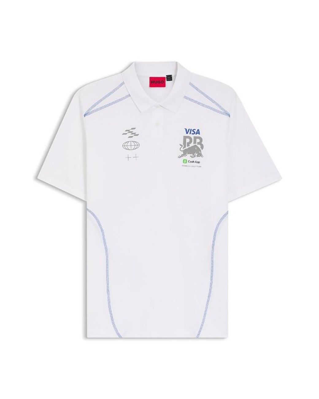 HUGO White Vcarb Racing Bulls Short-Sleeve Polo for men
