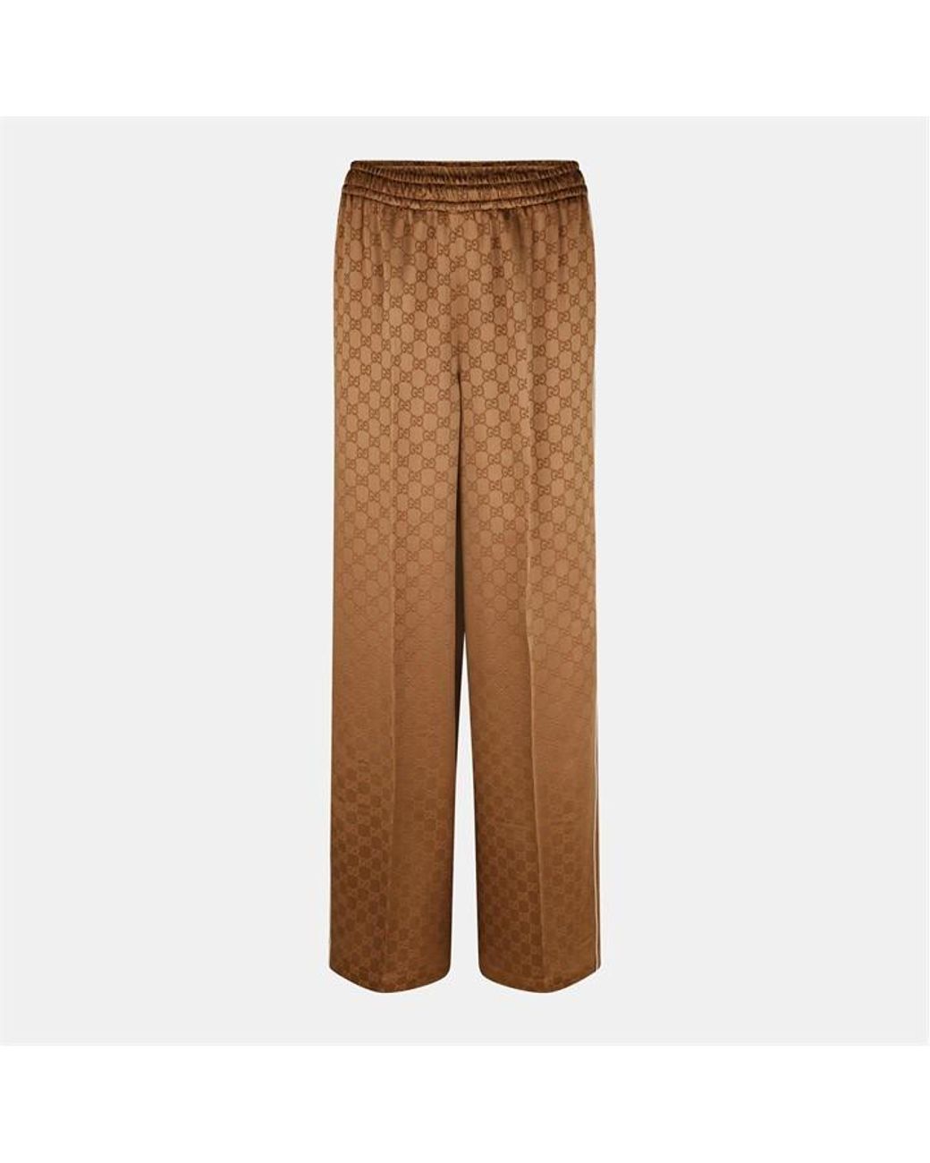 Gucci Natural Gg Jacquard Wide Leg Trousers