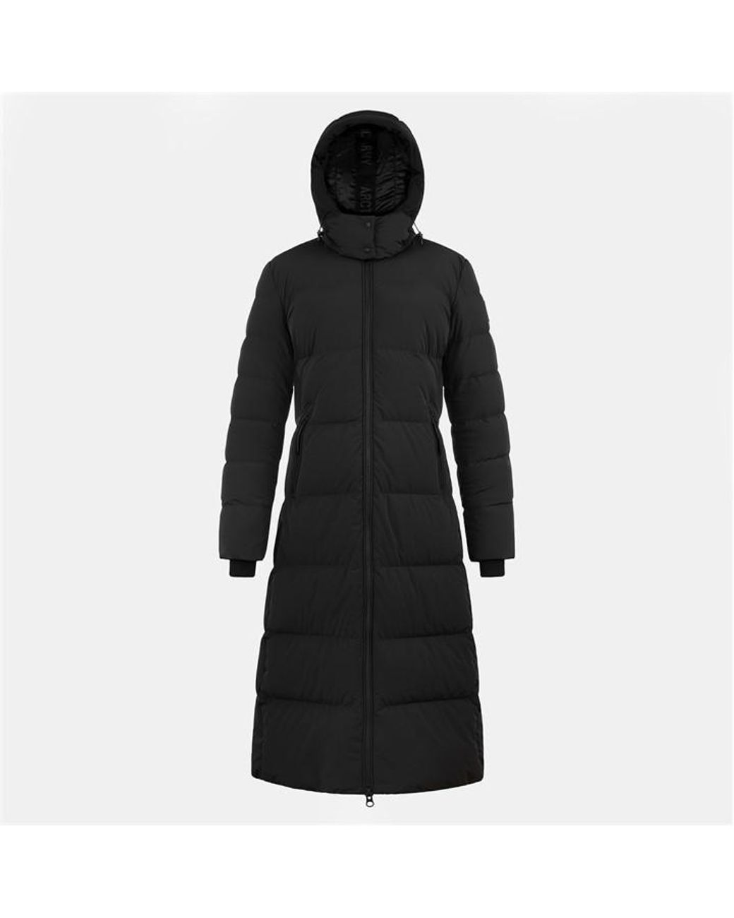 ARCTIC ARMY Black Orca Xlng Puffer Calf Length Hooded Long Sleeve Long Puffer Jacket