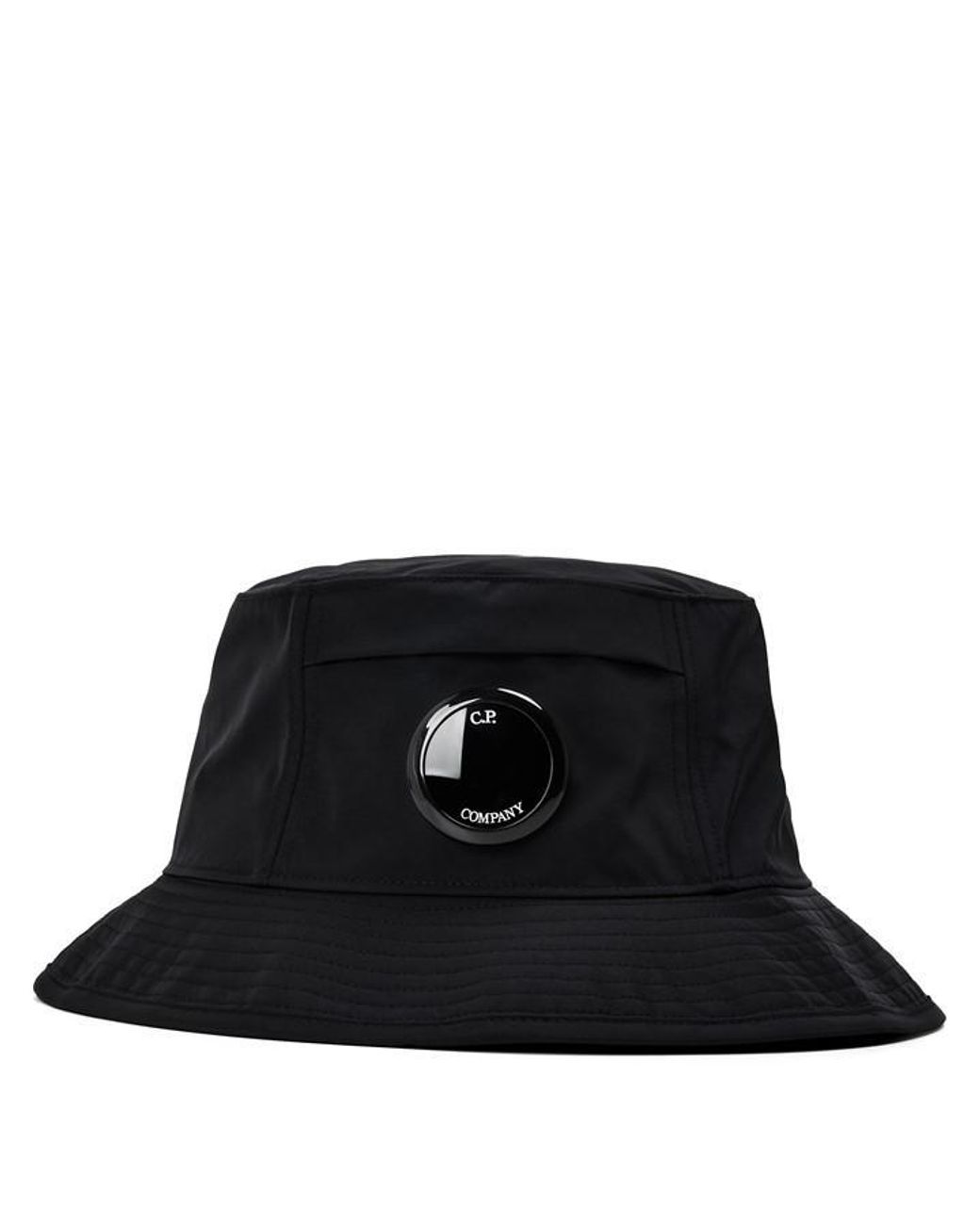 C P Company Black Bucket Hat for men