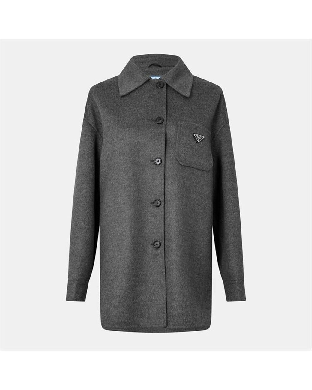 Prada Blue Double Cashwool Wool Cashmere Long Sleeve Overshirt