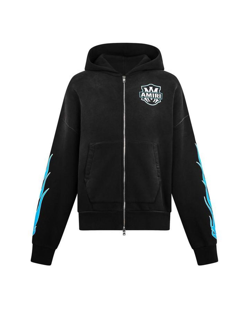 Amiri Black Ma Flames Zip Hoodie for men