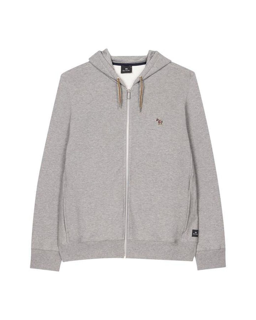 Paul Smith Gray Full-Zip Zebra Logo Hoodie for men