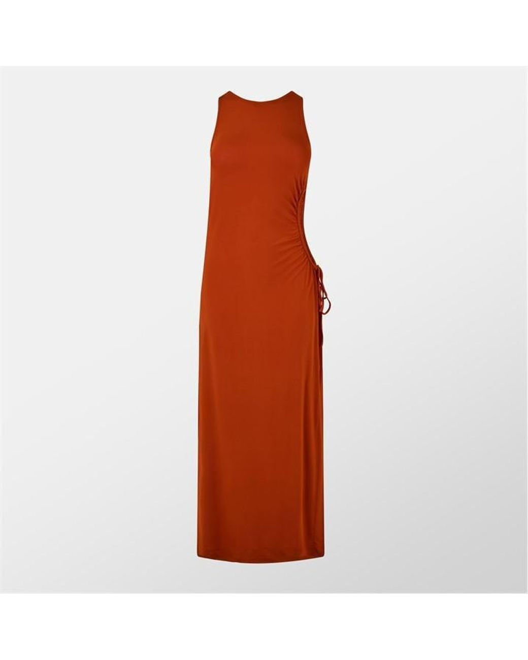 Max Mara Orange Caro Floor Length Drape Maxi Dress