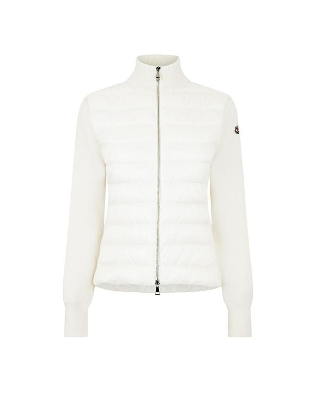 Moncler White Down Padded Funnel Neck Long Sleeve Hybrid Jacket