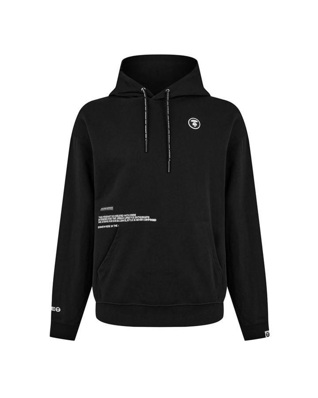 Aape Black Moon Face Hoodie for men