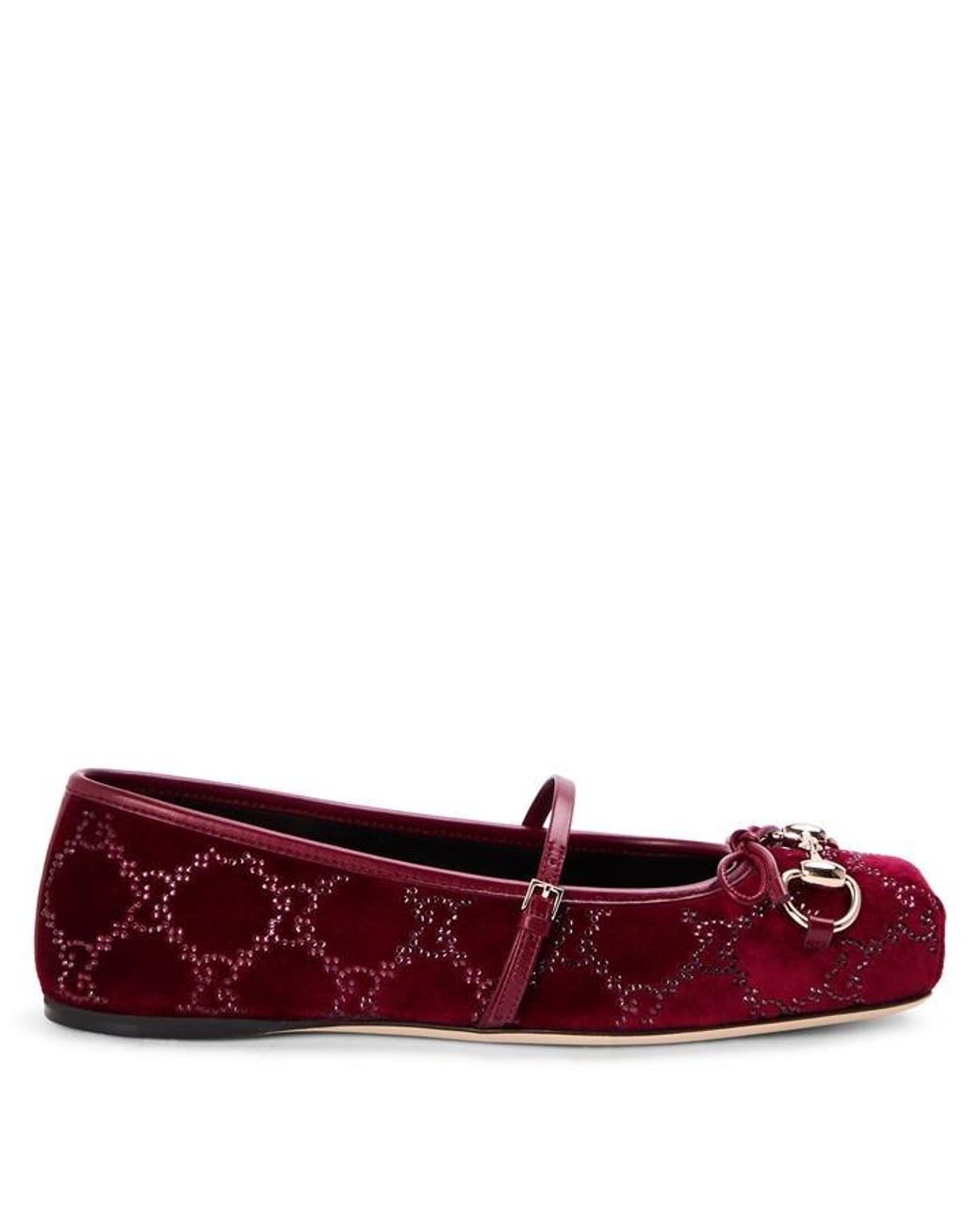 Gucci Red Horsebit Blt Ballet Pumps