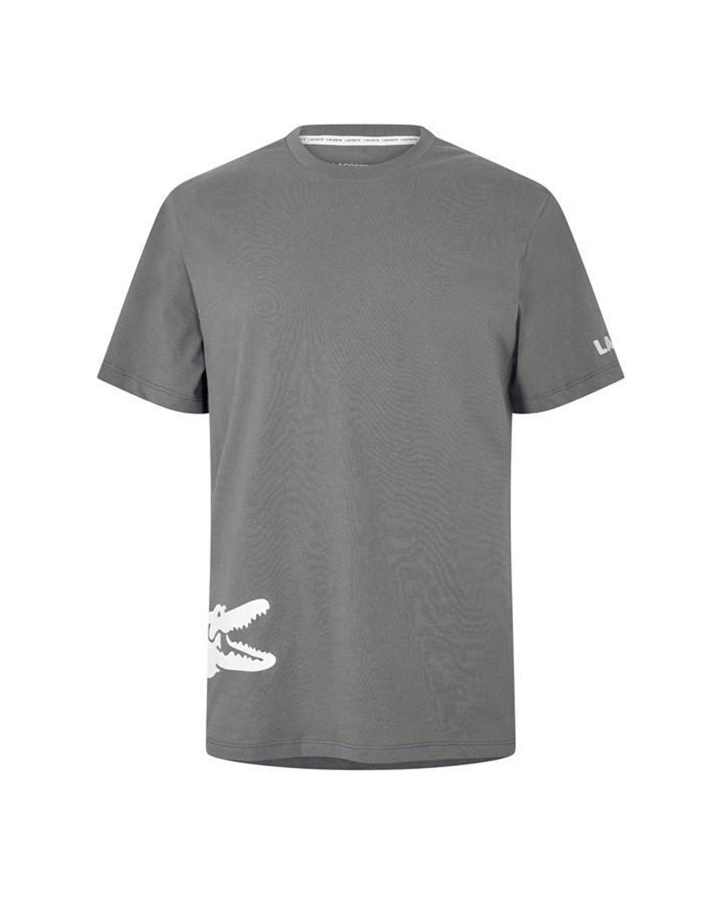 Lacoste Gray Printed Cotton Lounge Short Sleeve Pyjama Top for men