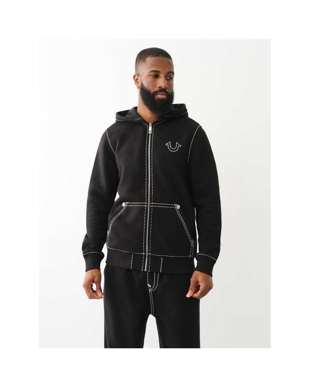 True Religion Overhead Zip Hoodie True Religion Horseshoe Applique