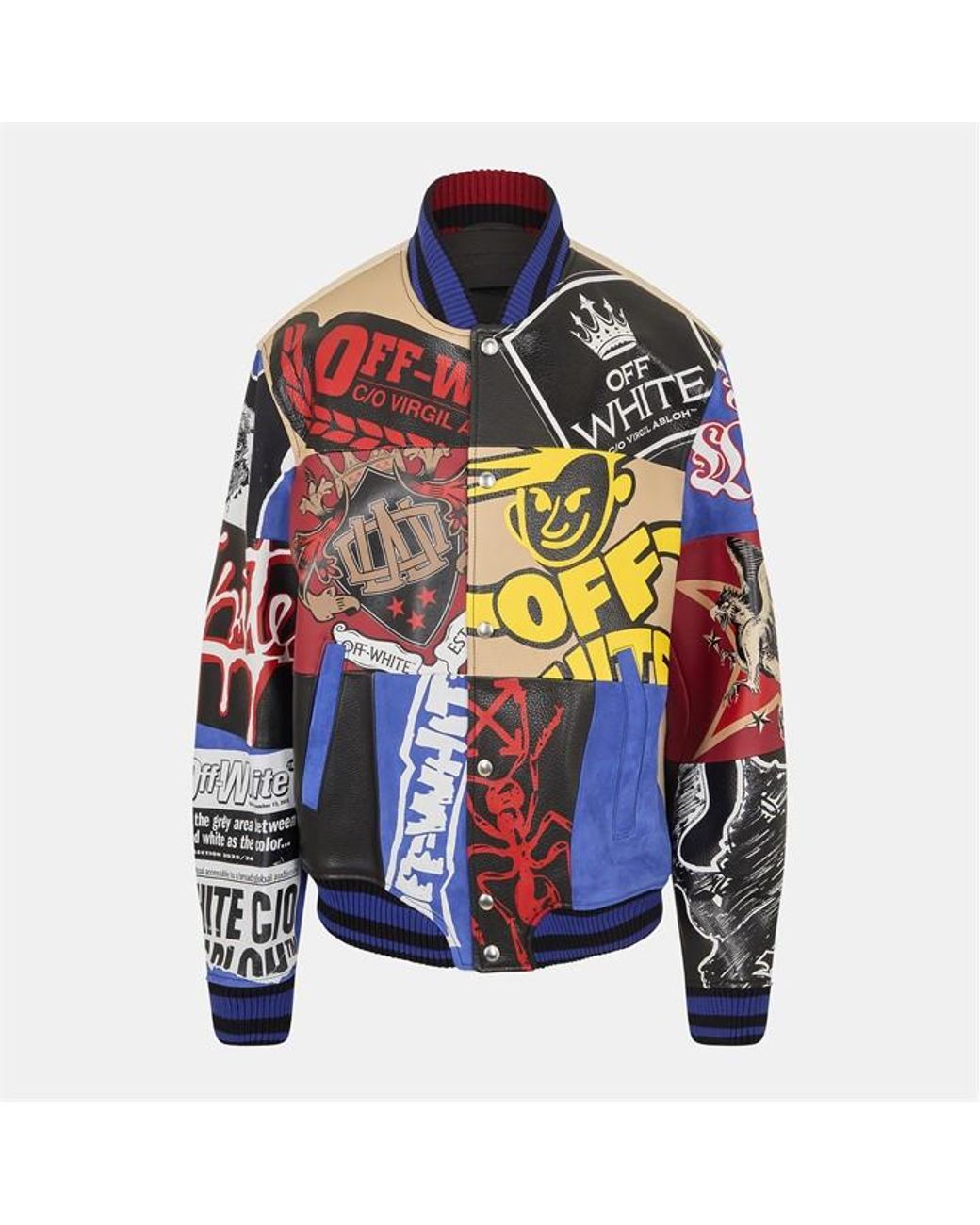 Off-White c/o Virgil Abloh Blue Patch Varsity Jacket for men
