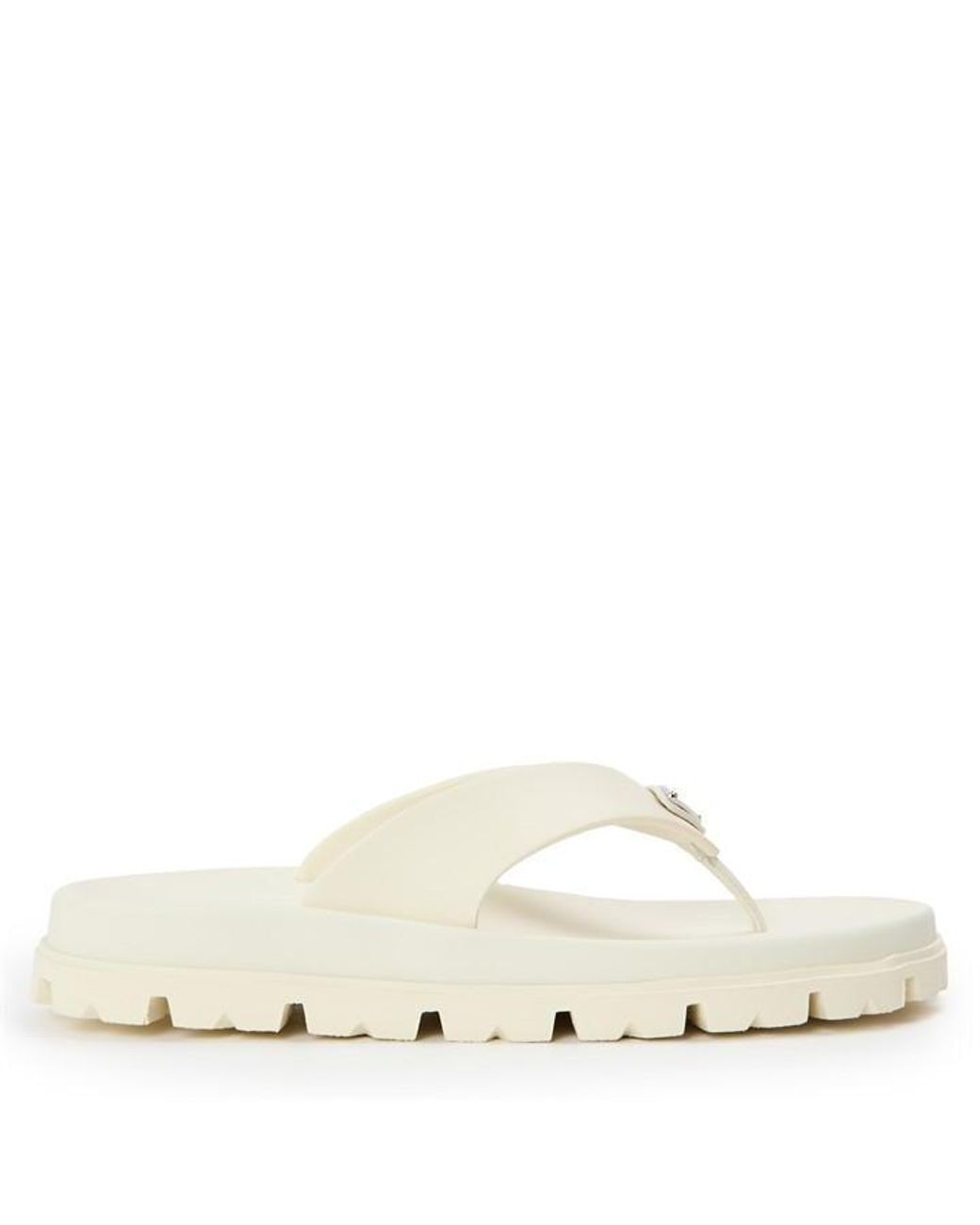Prada White Rubber Thong Sandals