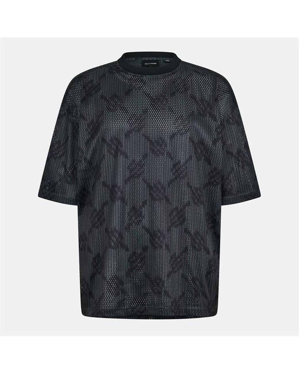 Daily Paper Black Mesh Logo T-Shirt for men
