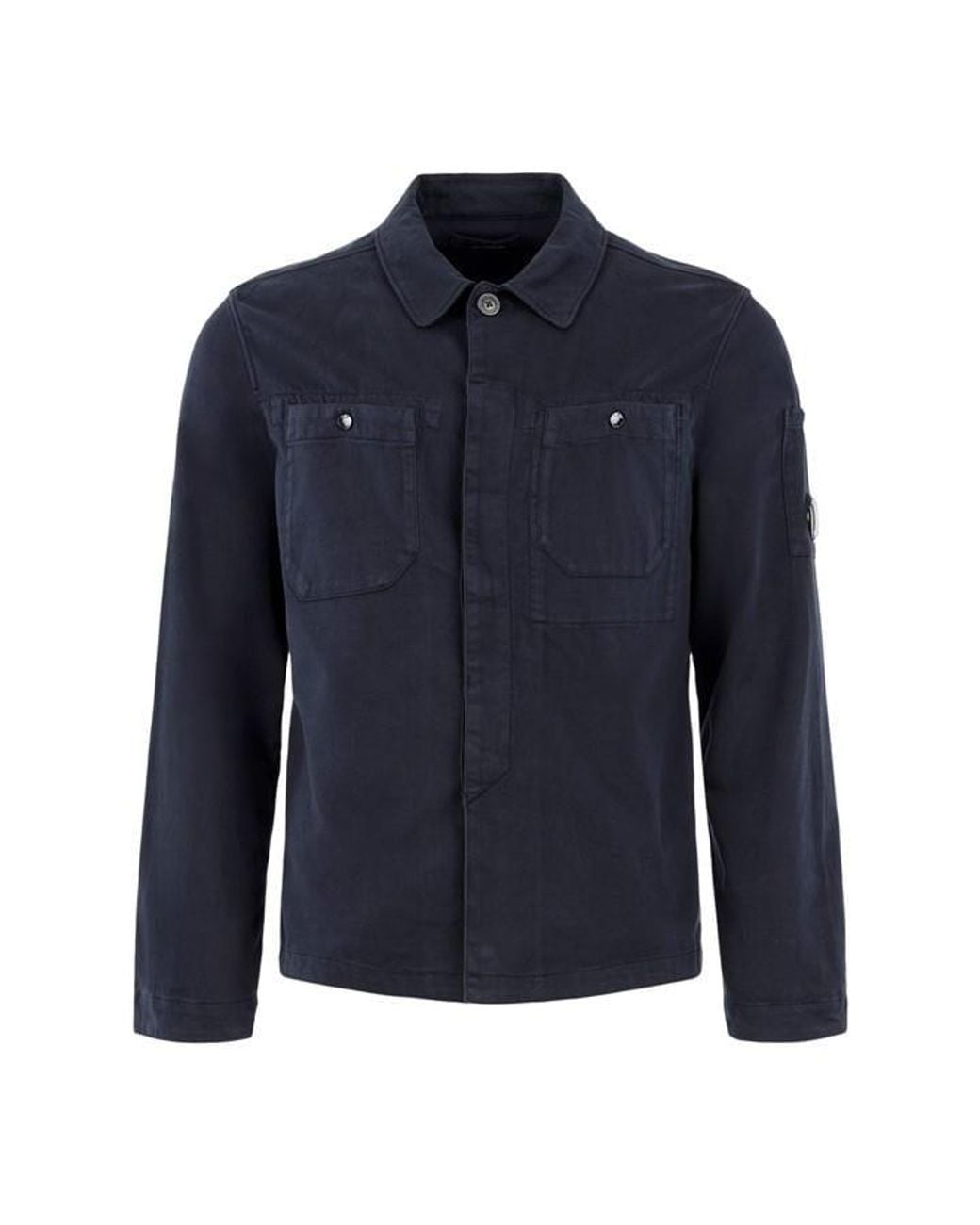 C P Company Blue C.P. Button Long Sleeve Overshirt for men
