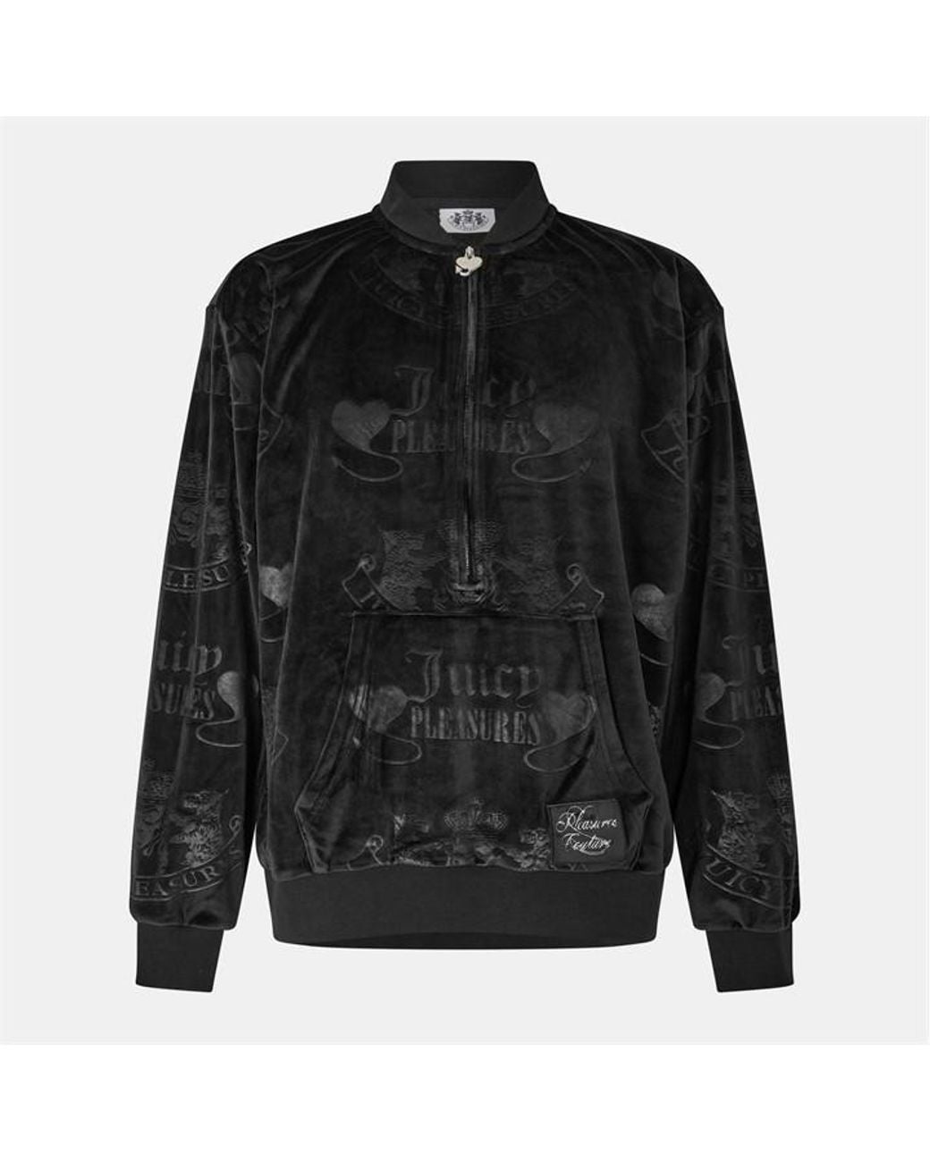 Pleasures Black X Juicy Couture Crest Velour Quarter Zip for men