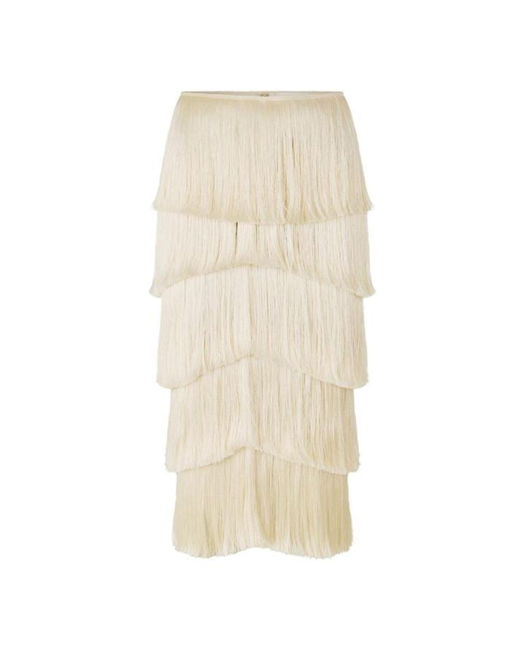 PATBO Natural Lila Fringe Midi Skirt