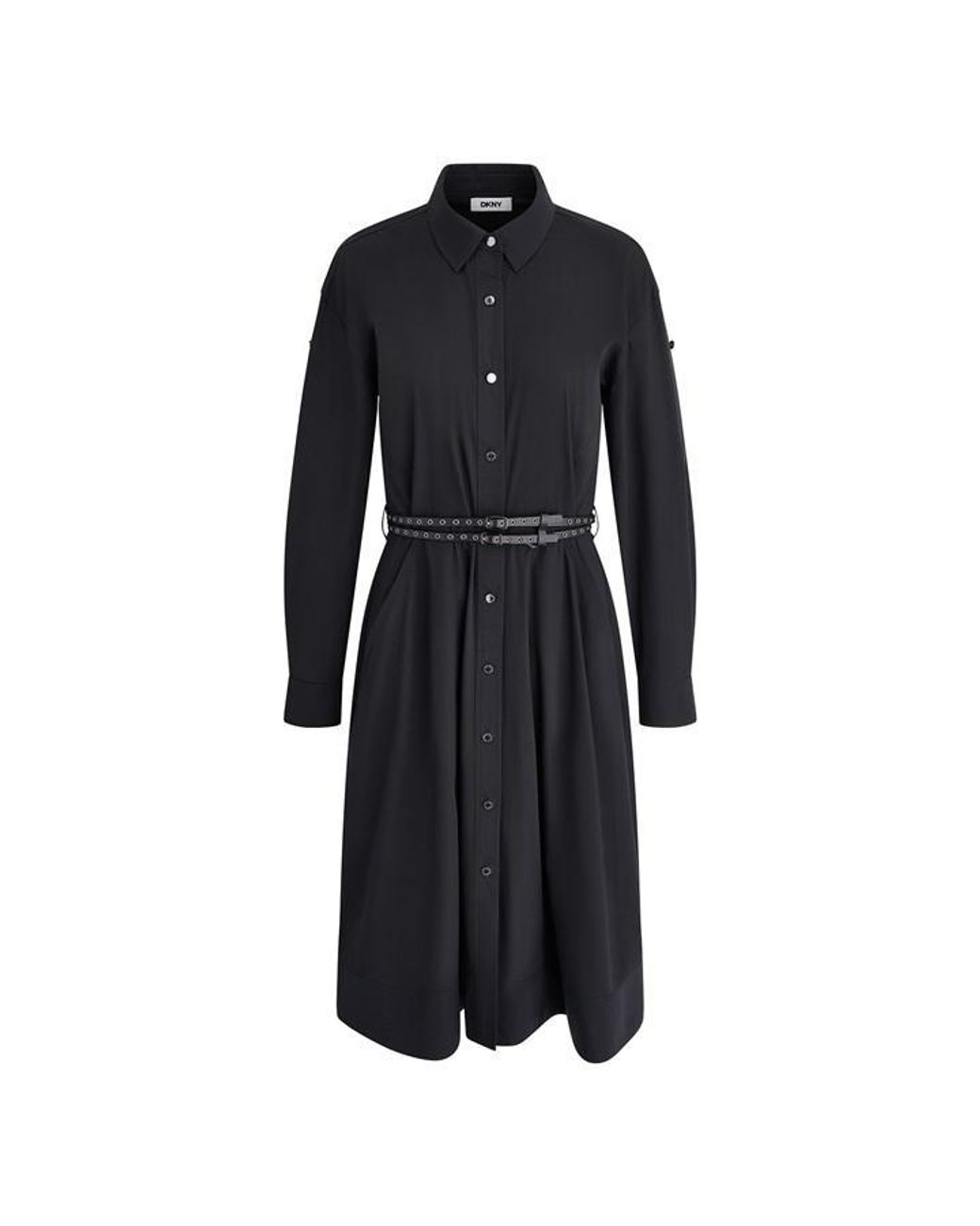 DKNY Black Belt Pop Shirt Dress