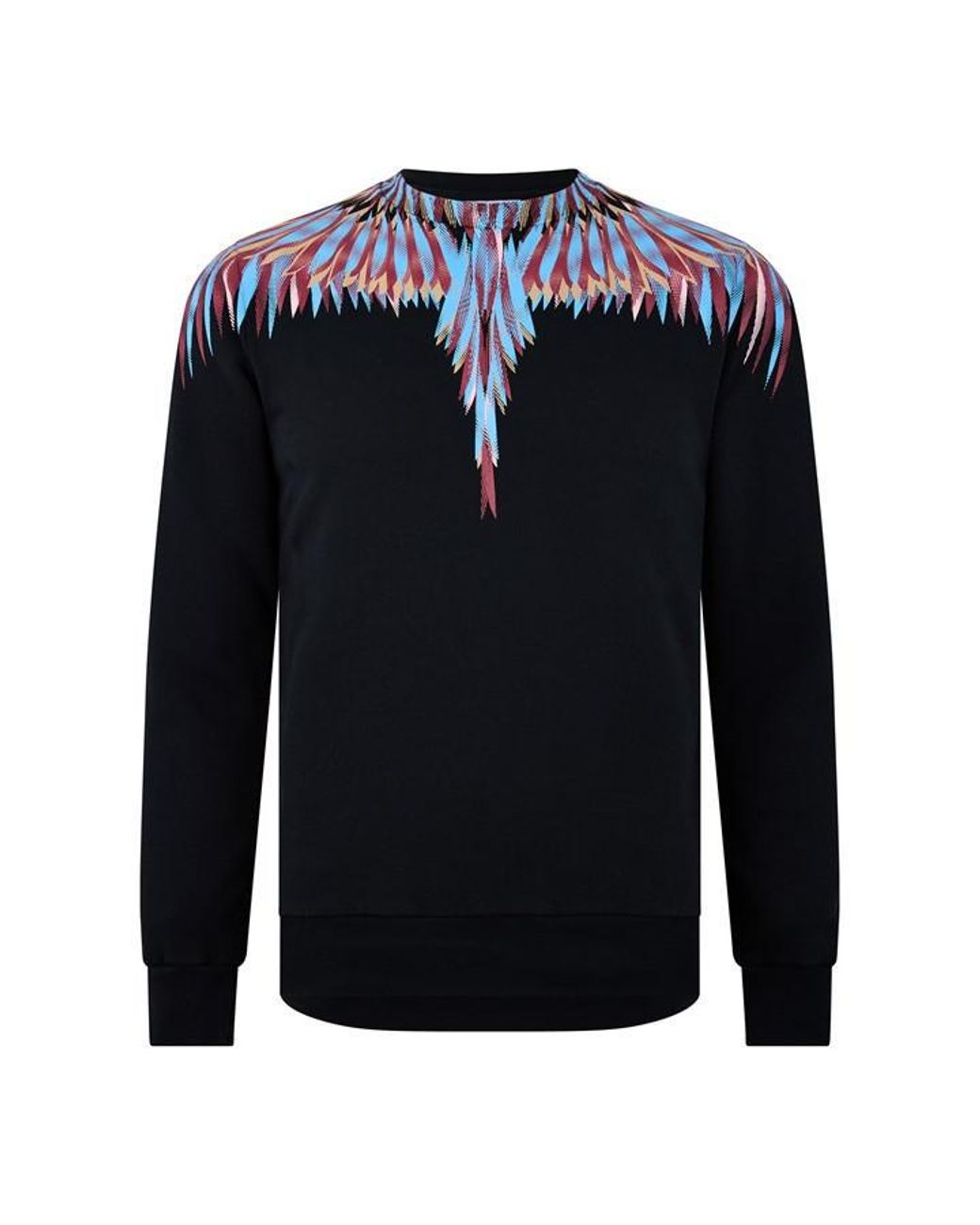 Marcelo Burlon Blue Longline Wing Logo Crewneck Sweatshirt for men