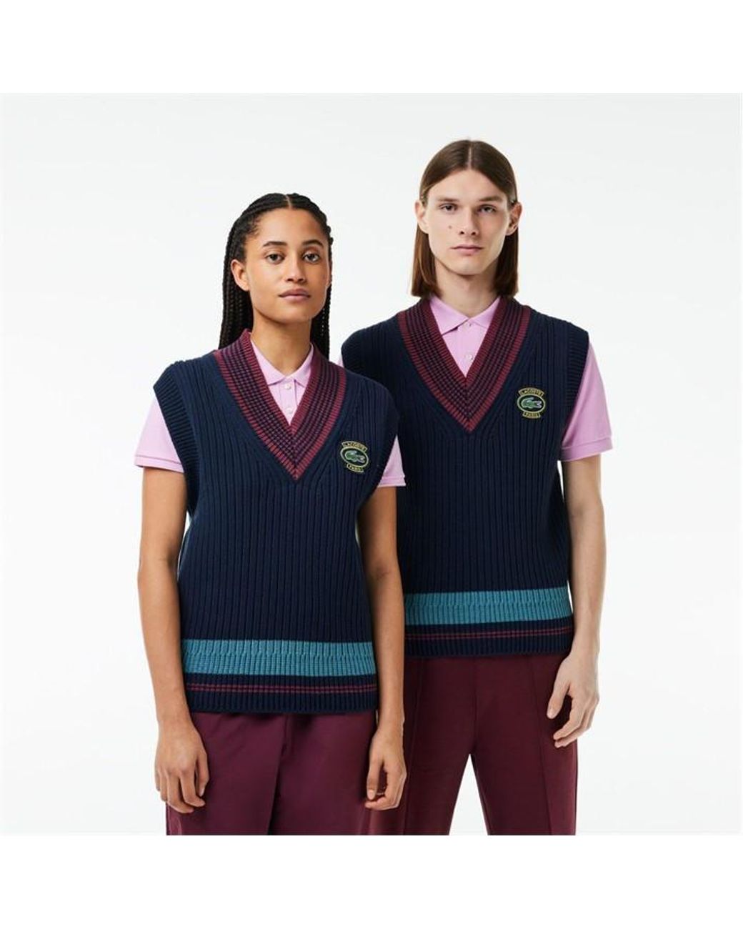 Lacoste Blue Heavy Cotton Badge Accent Tennis Sweater for men