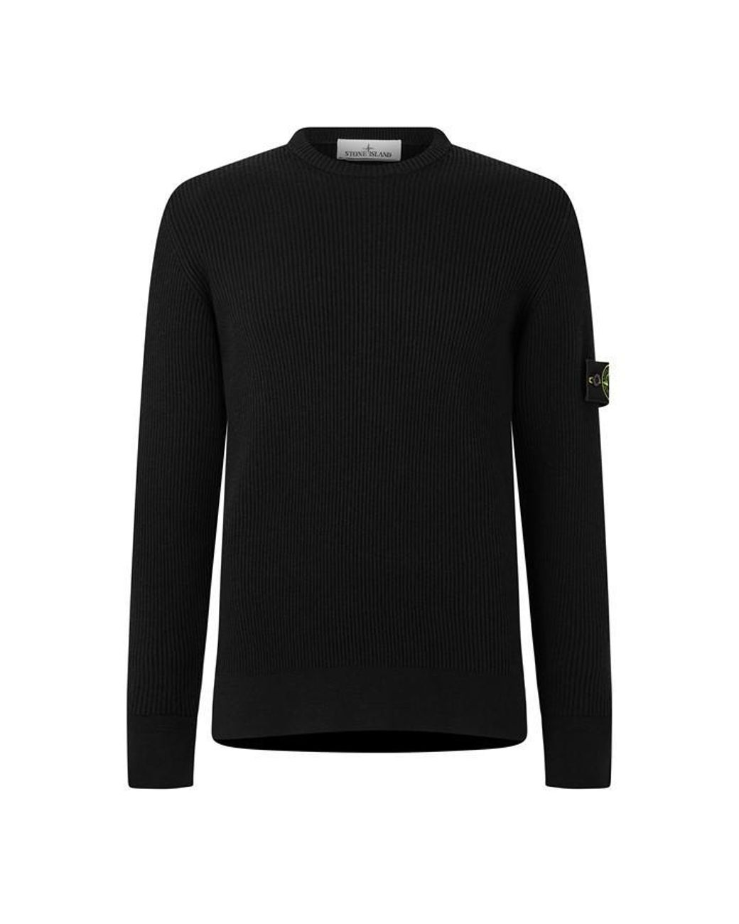 Stone Island Black Stone Rib Knit Crew Sn64 for men