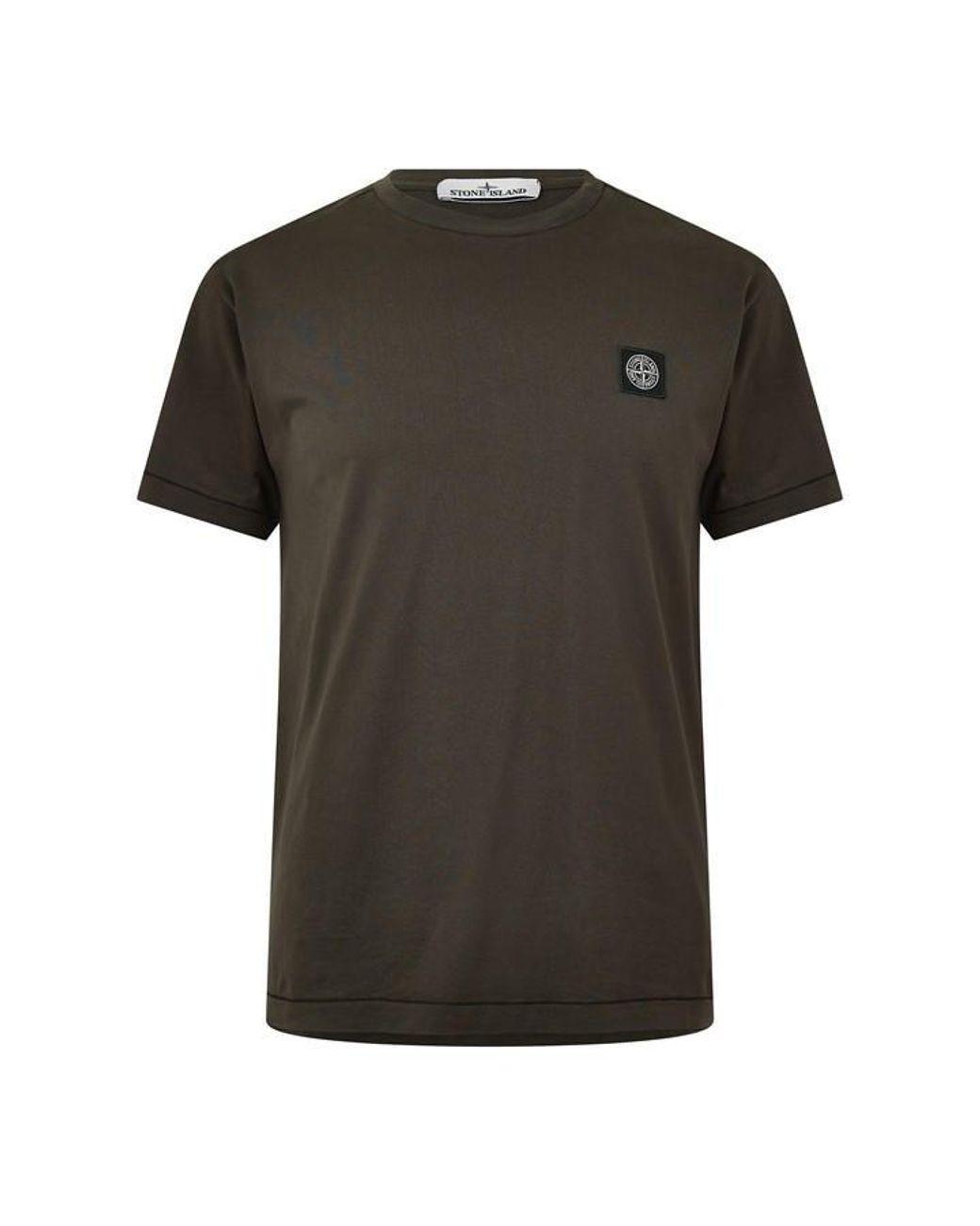 Stone Island Brown Cotton Compass Logo Patch T-Shirt for men