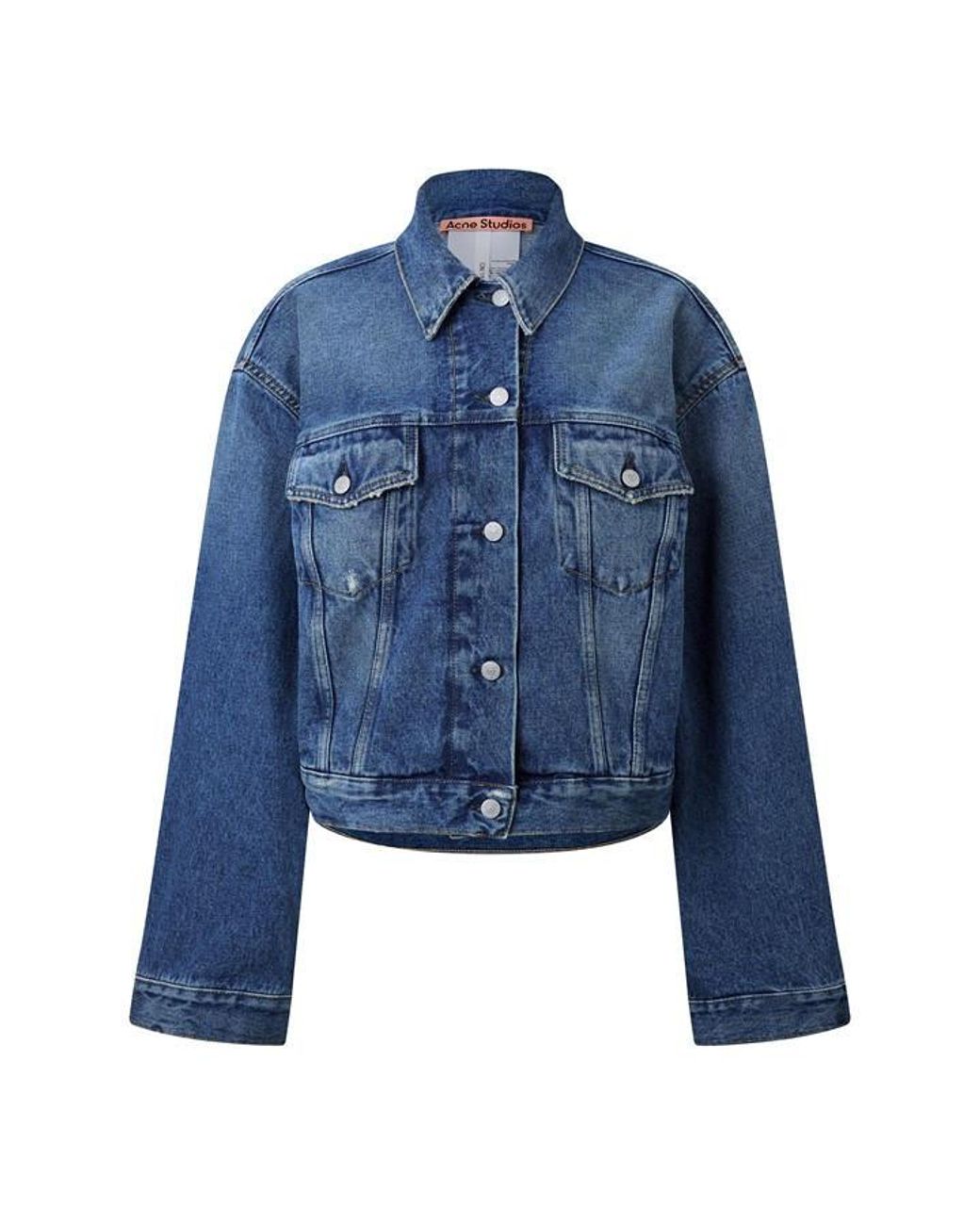 Acne Blue Cropped Structured Denim Jacket