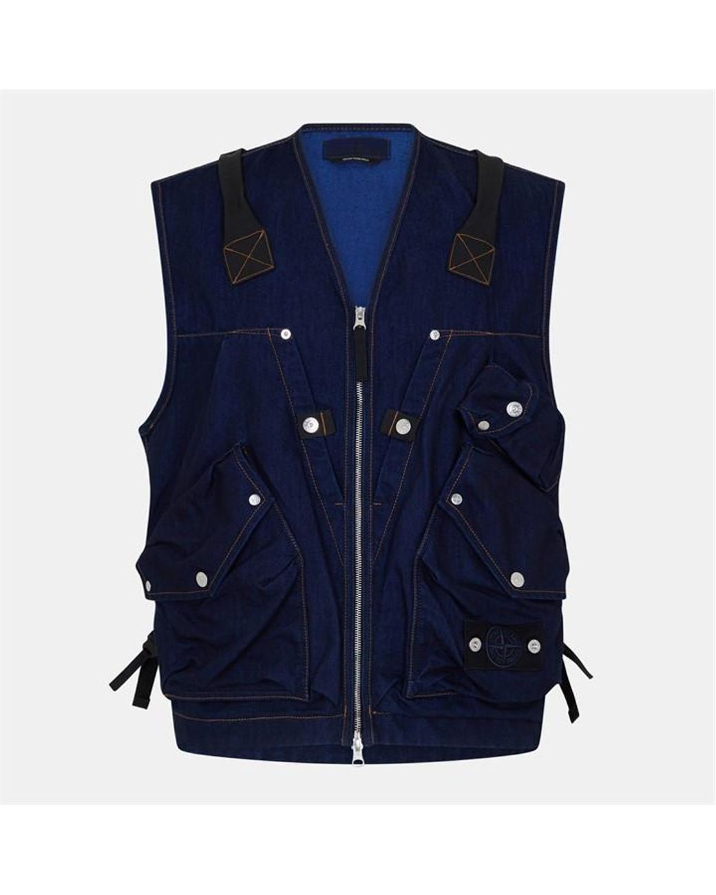 Stone Island Blue Men S Indigo Polypropylene Denim Light Vest Rinsed for men
