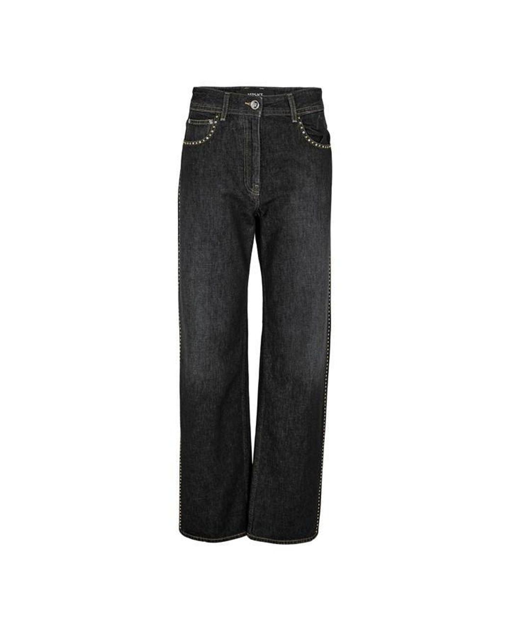 Versace Black Embellished High-Rise Jeans
