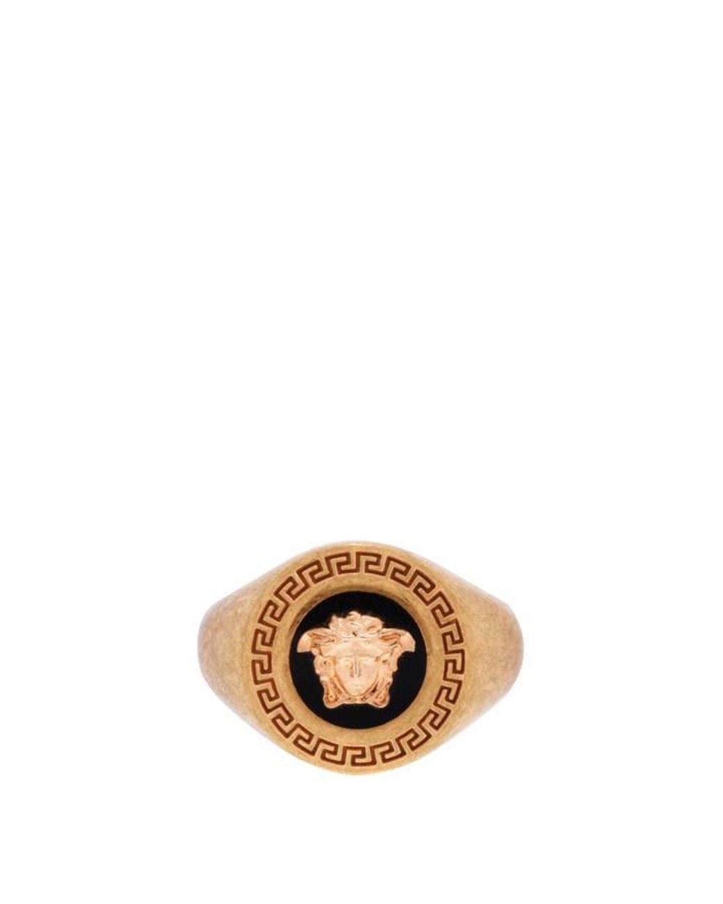 Versace Metallic Round Medusa Signet Ring