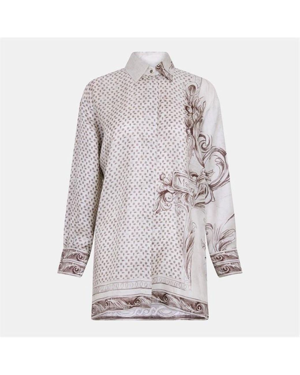 Max Mara White Printed Silk Twill Shirt