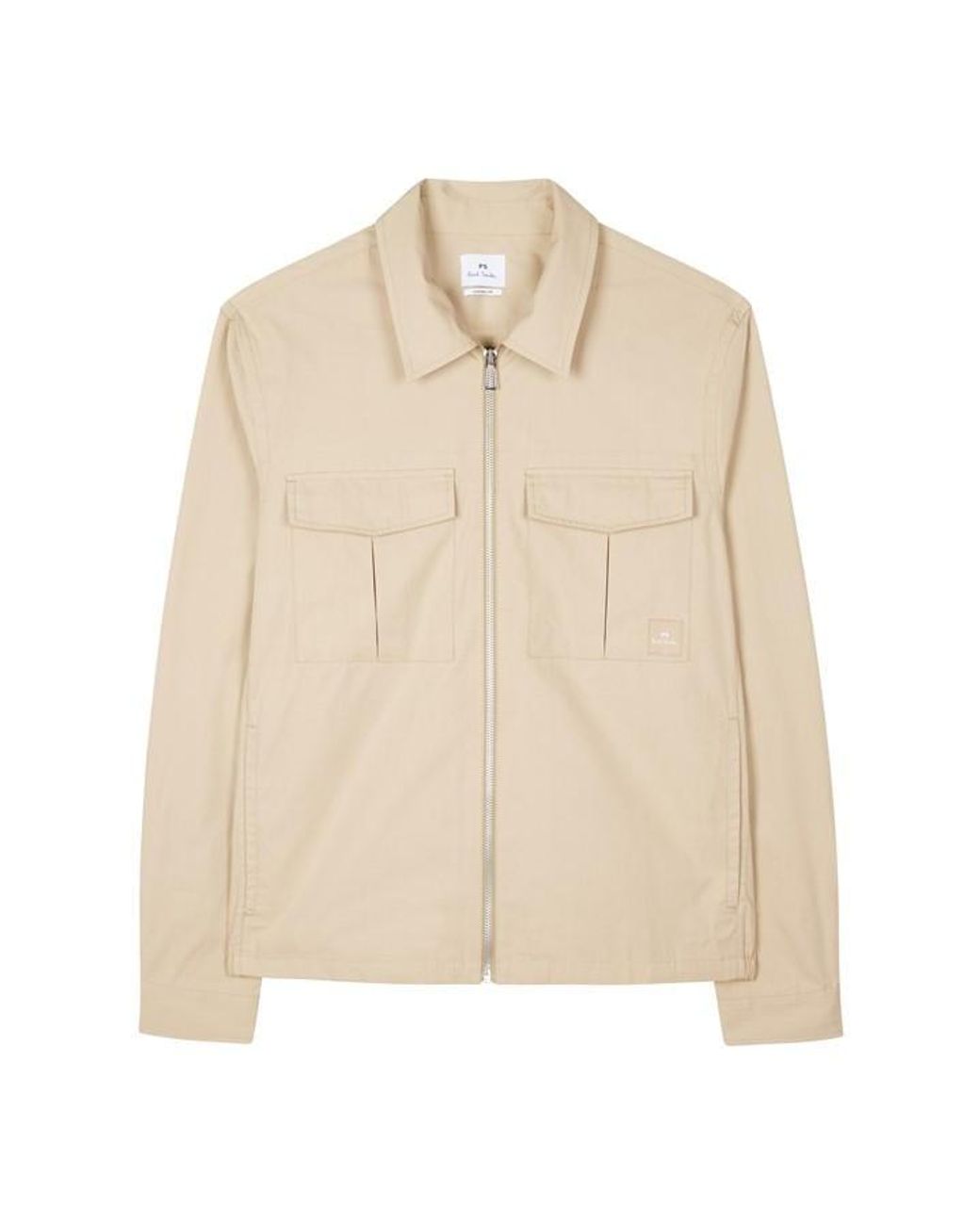 Paul Smith Natural Cotton Zip Long Sleeve Overshirt for men