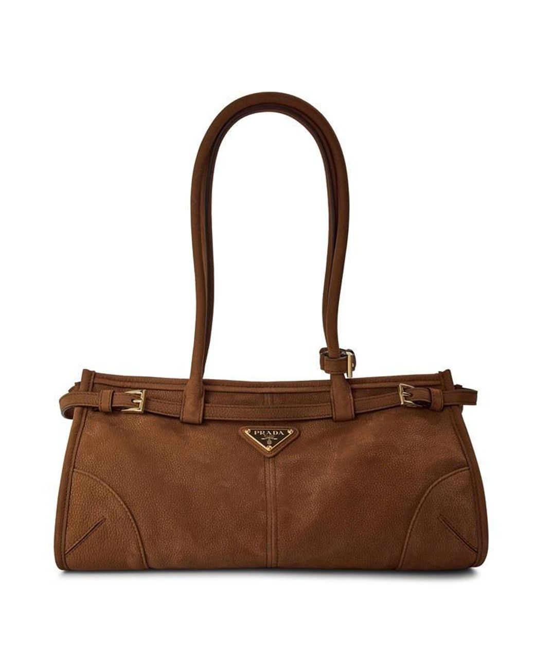 Prada Brown Bonnie Medium Nubuck Leather Handbag